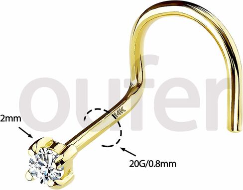 OUFER Gold Nose Studs 20G Nose Piercings Solid Gold L-Shaped Nose Stud Screw Nose Bone Nose Rings Screw Nose Piercing Jewelry in Saudi Arabia