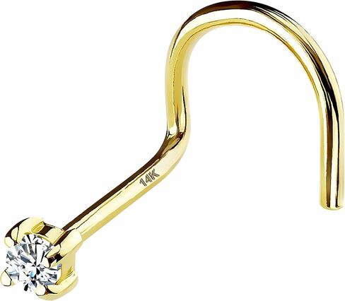 OUFER Gold Nose Studs 20G Nose Piercings Solid Gold L-Shaped Nose Stud Screw Nose Bone Nose Rings Screw Nose Piercing Jewelry in Saudi Arabia