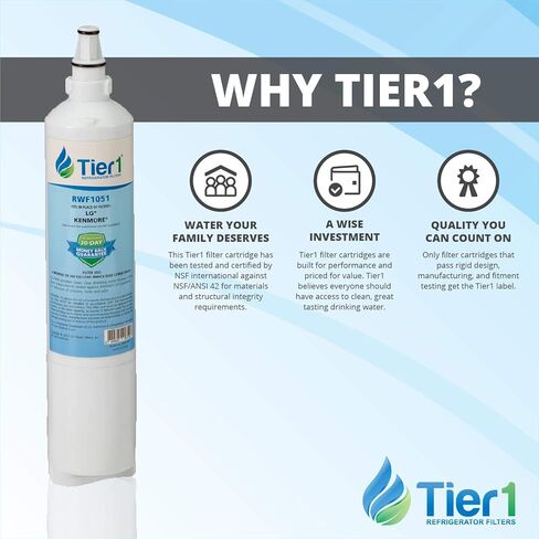 Tier1 5231JA2006A Refrigerator Water Filter 3-pk | Replacement for LG LT600P, 5231JA2006B, Kenmore 46-9990, 9990, 469990, 5231JA2006F, 5231JA2005A, Fridge Filter in Kuwait
