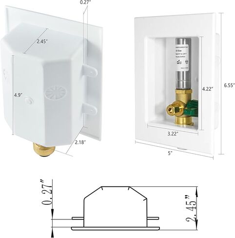 EFIELD Push-fit Pre-Assembled Ice Maker Outlet Box, 1/2-Inch Push-Fit Connection with Installed 1/4-Turn Ball Valve, White in Saudi Arabia