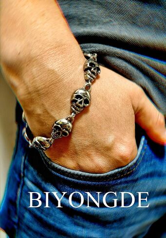 Mens Vintage Link Chain Bangle Bracelet, Stainless Steel, Toggle Clasp, Biker Punk Rock in Saudi Arabia