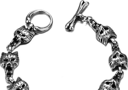 Mens Vintage Link Chain Bangle Bracelet, Stainless Steel, Toggle Clasp, Biker Punk Rock in Saudi Arabia