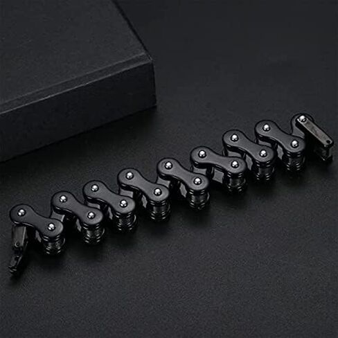 LYLCY Men's Motorcycle Chain Bracelet Personalized Bicycle Chain Bracelet Black Stainless Steel Men's Punk Bracelet Chain Length 22CM in Saudi Arabia
