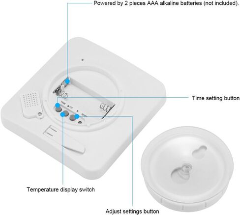 Shower Wall Clock Waterproof Sunsbell Digital Temperature Humidity Display with Suction Cup, Touch Screen Timer for Kitchen Bathroom (White) in Saudi Arabia