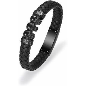 shajwo Cremation Jewelry Skull Urn Bracelet for Ashes for Men Women Keepsake Memorial Cuff Bangle Braided Leather Wristband Cremation Bracelet in Saudi Arabia
