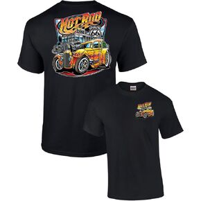 Hot Rod Diner Muscle Car Adult Tee Shirt Black in Saudi Arabia