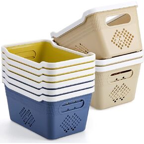 Jucoan 9 Pack Plastic Storage Baskets, Small Pantry Storage Organizer Baskets Bins with Handles, HouseHold Storage Baskets for Kitchen, Bathroom, Shelve, 8.5 x 6 x 4.75 Inch in Kuwait