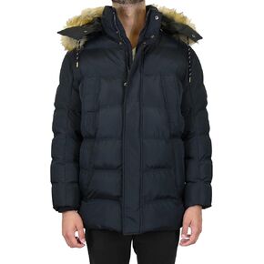 Men's Heavyweight Parka Jacket Detachable Hood with Fur and Drawstring Closure in Kuwait