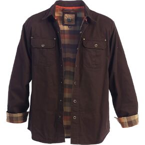 Gioberti Men's 100% Cotton Brushed and Soft Twill Shirt Jacket with Flannel Lining