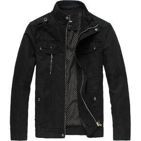 Wantdo Men's Cotton Lightweight Jacket Military Jacket Casual Field Coat Windbreaker