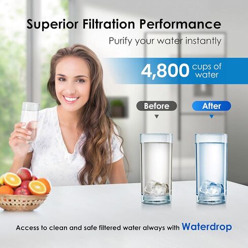 Waterdrop 4396508 بديل لـ Whirlpool 4396510، EDR5RXD1، NLC240V، PNL240V، 4396508p، 4396547، 4392857، 9010، LC400V، WF-NLC240V، 46-9010، فلتر Everydrop 5 فلتر مياه للثلاجة، 5 عبوات in Saudi Arabia