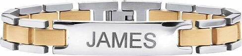 Palm Beach Jewelry Men's Stainless Steel Two Tone Bar Link Personalized ID Bracelet (11.5mm), 8.25 inches in Saudi Arabia