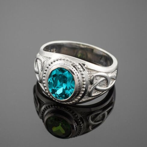Men's 925 Silver Eternal Trinity Knot Band Topaz CZ December Birthstone Celtic Cross Ring in Saudi Arabia