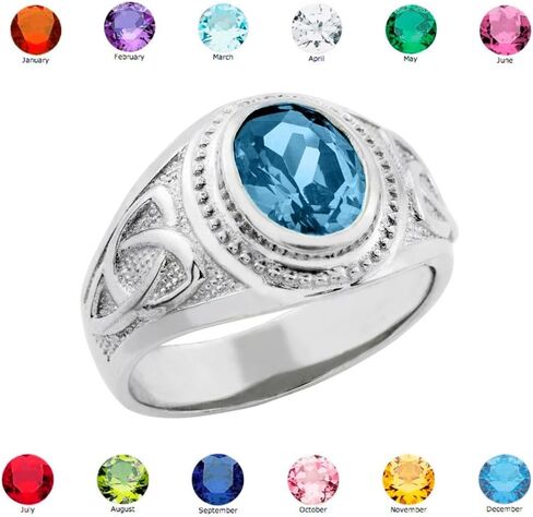 Men's 925 Silver Eternal Trinity Knot Band Topaz CZ December Birthstone Celtic Cross Ring in Saudi Arabia