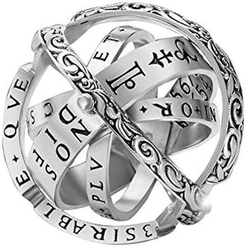 JewelBeauty الفلكية المجال الكرة الدائري النساء الرجال طوي الكونية البنصر زوجين مجوهرات أفضل هدية للحبيب (الفضة، 5.5) in Kuwait