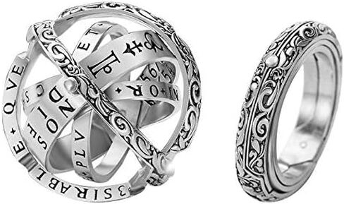 JewelBeauty Astronomical Sphere Ball Ring Women Mens Foldable Cosmic Finger Ring Couple Jewelry Best Gift for Lover (Silver, 5.5) in Saudi Arabia