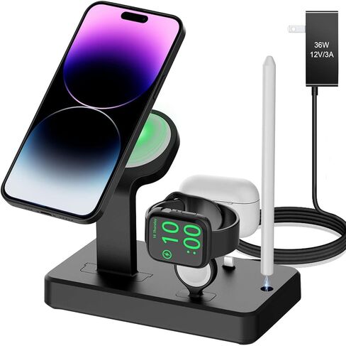 HATALKIN 36W Charger Stand Compatible with Apple Watch,iPhone 14/13/Pro/Pro Max/Mini,AirPods 3/Pro, Charging Station for Multiple Devices Holder Desk Dock (Mag Safe iWatch NOT Included) in Saudi Arabia