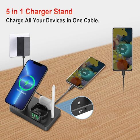 HATALKIN 36W Charger Stand Compatible with Apple Watch,iPhone 14/13/Pro/Pro Max/Mini,AirPods 3/Pro, Charging Station for Multiple Devices Holder Desk Dock (Mag Safe iWatch NOT Included) in Saudi Arabia