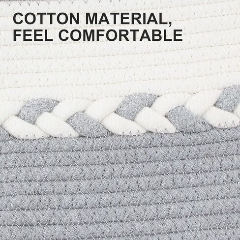 سلة ملابس سلة من الحبال القطنية المنسوجة من حبال الغسيل بارتفاع 64.6 سم و طول 105 لتر، سلال تخزين كبيرة طويلة مع مقابض ممتدة لتخزين الملابس - رمادي فاتح in Kuwait