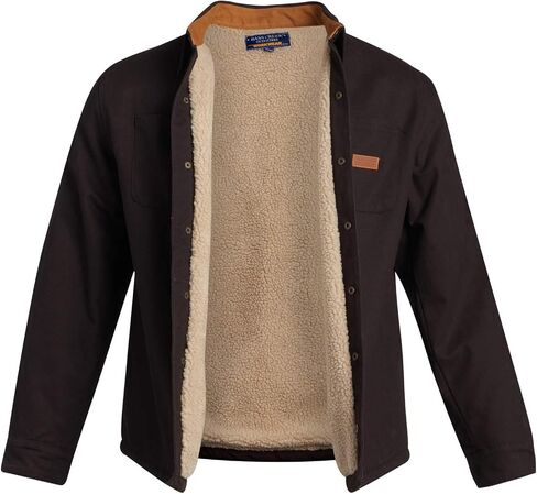 Bass Creek Outfitters Men's Shirt Jacket - Sherpa Lined Duck Canvas Button Down Shirt in Saudi Arabia