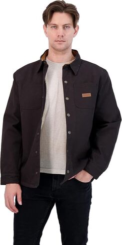 Bass Creek Outfitters Men's Shirt Jacket - Sherpa Lined Duck Canvas Button Down Shirt in Saudi Arabia