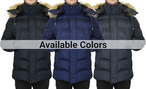 Men's Heavyweight Parka Jacket Detachable Hood with Fur and Drawstring Closure in Kuwait