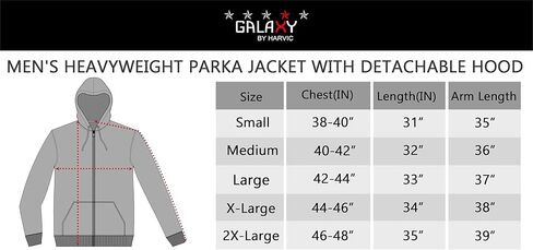 Men's Heavyweight Parka Jacket Detachable Hood with Fur and Drawstring Closure in Kuwait