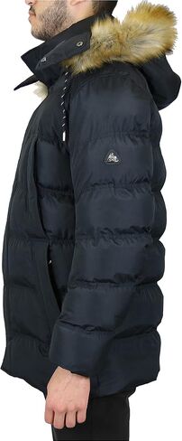 Men's Heavyweight Parka Jacket Detachable Hood with Fur and Drawstring Closure in Kuwait