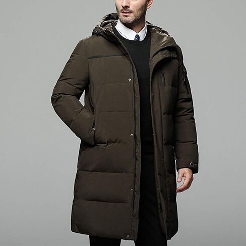Raylans Men's Winter Quilted Warm Down Jacket Thick Hooded Mid-Long Puffer Coats in Kuwait