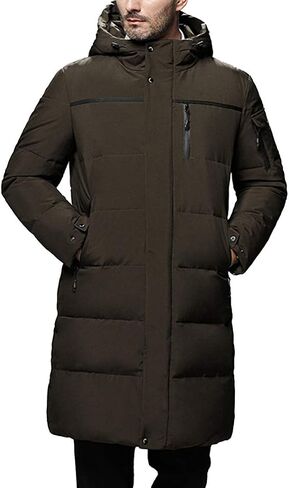 Raylans Men's Winter Quilted Warm Down Jacket Thick Hooded Mid-Long Puffer Coats in Kuwait