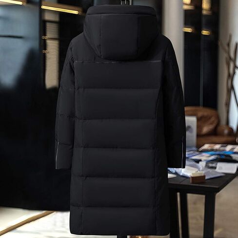 Raylans Men's Winter Quilted Warm Down Jacket Thick Hooded Mid-Long Puffer Coats in Kuwait
