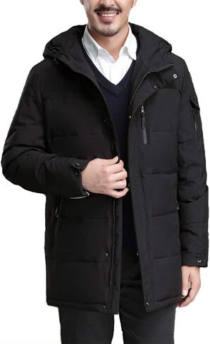 Raylans Men's Winter Quilted Warm Down Jacket Thick Hooded Mid-Long Puffer Coats in Kuwait