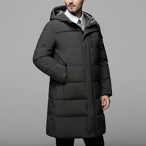 Raylans Men's Winter Quilted Warm Down Jacket Thick Hooded Mid-Long Puffer Coats in Kuwait