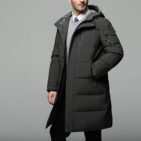 Raylans Men's Winter Quilted Warm Down Jacket Thick Hooded Mid-Long Puffer Coats in Kuwait