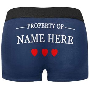 Custom Text Boxers Property of Custom Name 3 Red Hearts Navy Personalized Briefs Underwear for Men in Kuwait