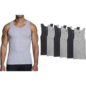 Fruit of the Loom Men's 6-Pack A-Shirts - Black & Gray (Large (Chest 42"-44")) in Saudi Arabia