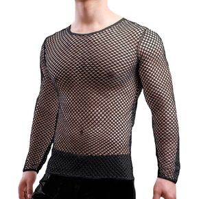 YOOBNG Sexy Men's T-Shirt Mesh Fishnet Sleeveless Undershirt Hollow Out Tank Top in Saudi Arabia