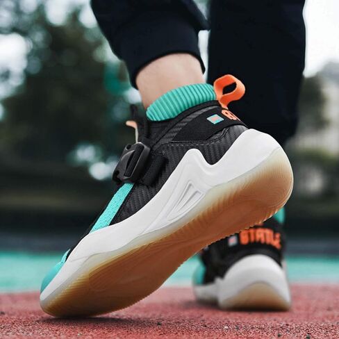 Hopelong High Upper Mens Basketball Shoes Breathable Non Slip Outdoor Sneakers Cushioning Workout Shoes High Collar Basketball Shoes for Boys Coolest Basketball Shoe with Buttons (Size 5-11) in Saudi Arabia