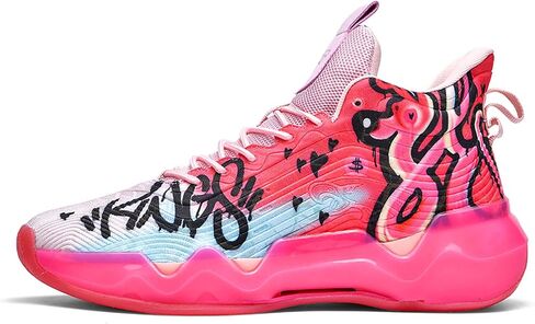 Hopelong High Upper Mens Basketball Shoes Breathable Non Slip Outdoor Sneakers Cushioning Workout Shoes High Collar Basketball Shoes for Boys Coolest Basketball Shoe with Buttons (Size 5-11) in Saudi Arabia