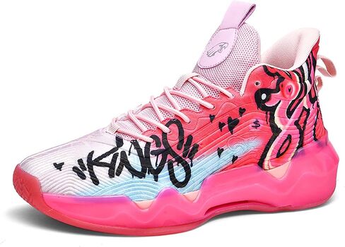 Hopelong High Upper Mens Basketball Shoes Breathable Non Slip Outdoor Sneakers Cushioning Workout Shoes High Collar Basketball Shoes for Boys Coolest Basketball Shoe with Buttons (Size 5-11) in Saudi Arabia