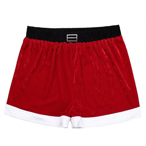 QinCiao Men's Velour Holiday Boxers Christmas Santa Cosplay Boxer Shorts Underwear Red XX-Large in Saudi Arabia