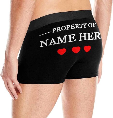 Custom Text Boxers Property of Custom Name 3 Red Hearts Navy Personalized Briefs Underwear for Men in Kuwait
