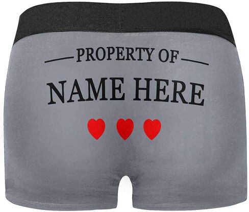 Custom Text Boxers Property of Custom Name 3 Red Hearts Navy Personalized Briefs Underwear for Men in Kuwait