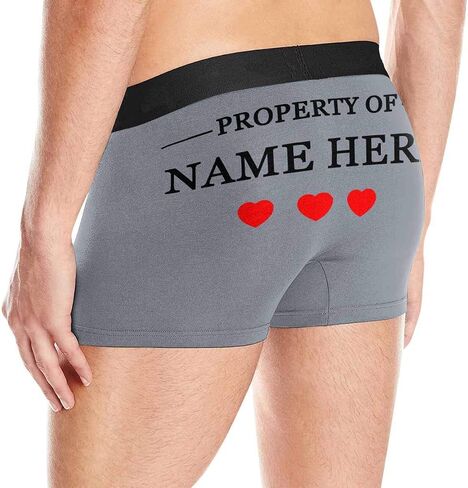 Custom Text Boxers Property of Custom Name 3 Red Hearts Navy Personalized Briefs Underwear for Men in Kuwait