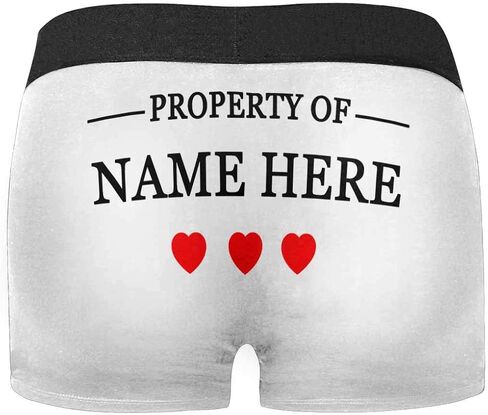 Custom Text Boxers Property of Custom Name 3 Red Hearts Navy Personalized Briefs Underwear for Men in Kuwait