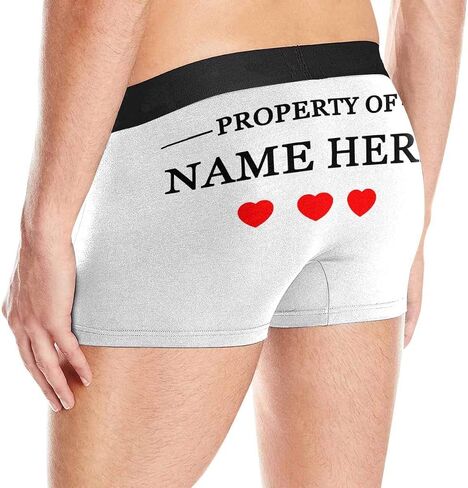 Custom Text Boxers Property of Custom Name 3 Red Hearts Navy Personalized Briefs Underwear for Men in Kuwait