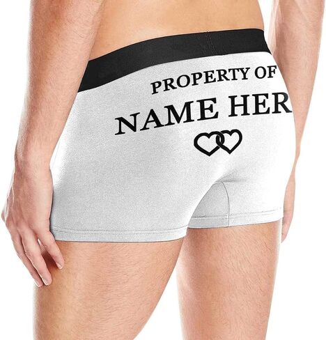 Custom Text Boxers Property of Custom Name 3 Red Hearts Navy Personalized Briefs Underwear for Men in Kuwait
