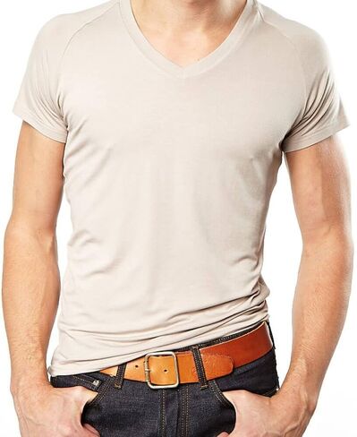 Mr. Davis Men's Bamboo Viscose Traditional Cut V Neck Undershirt 6 Pack in Saudi Arabia