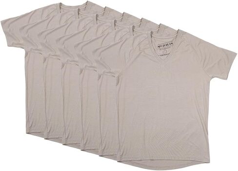 Mr. Davis Men's Bamboo Viscose Traditional Cut V Neck Undershirt 6 Pack in Saudi Arabia