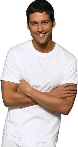Hanes Classic Mens White Crew Neck T-Shirt P6_White in Saudi Arabia